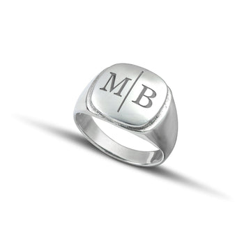 ανδρικό ασημενιο δαχτυλιδι με αρχικα γραμματα